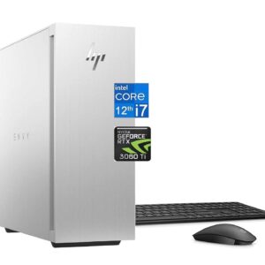 HP 2023 Envy Gaming Tower Desktop PC Computer, 12th Gen Intel 12cores i7-12700 Up to 4.9GHz, GeForce RTX 3060 Ti, 64GB RAM, 2TB SSD +1TB HDD, Wireless Keyboard & Mouse Combo, Win11 +CUE Accessories