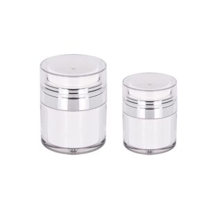 2pcs cream jar vacuum container emulsion cream sample air pump bottle toiletry cosmetic portable travel size container （15ml+30ml）