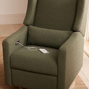 Babyletto Kiwi Glider Recliner w/Electronic Control and USB | in Olive Boucle w/Light Wood Base, Greenguard Gold Certified