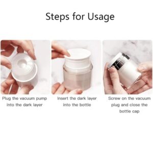 2pcs Cream Jar Vacuum Container Emulsion Cream Sample Air Pump Bottle Toiletry Cosmetic Portable Travel Size Container （15ml+30ml）