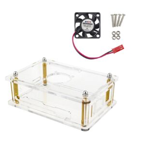 Clear Transparent Acrylic Enclosure Box Protective Shell Cover + Cooling Fan for Orange Pi 5