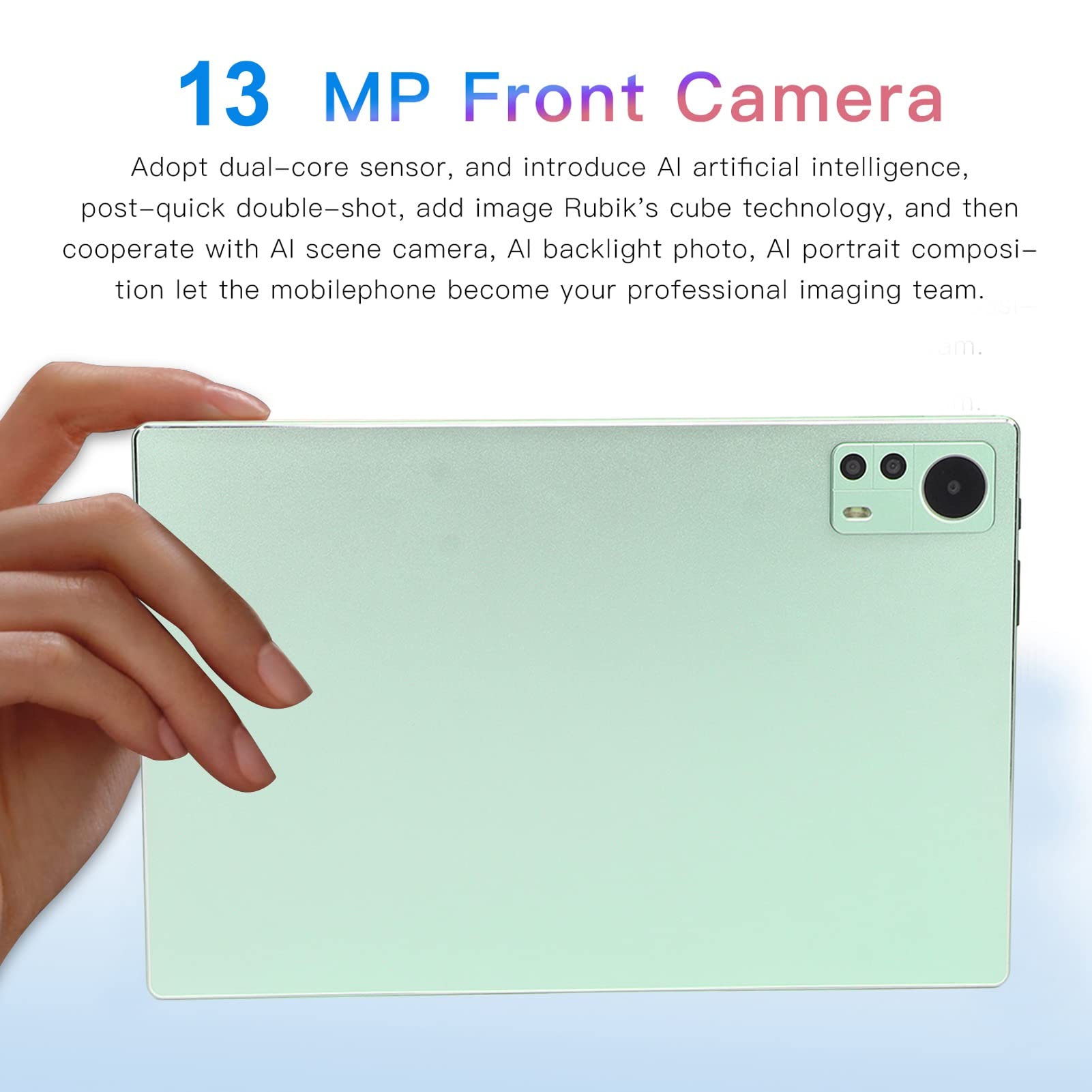 Shanrya 10in Tablet, Gaming Tablet 5MP 13MP Camera USB C Rechargeable for Business (Green)