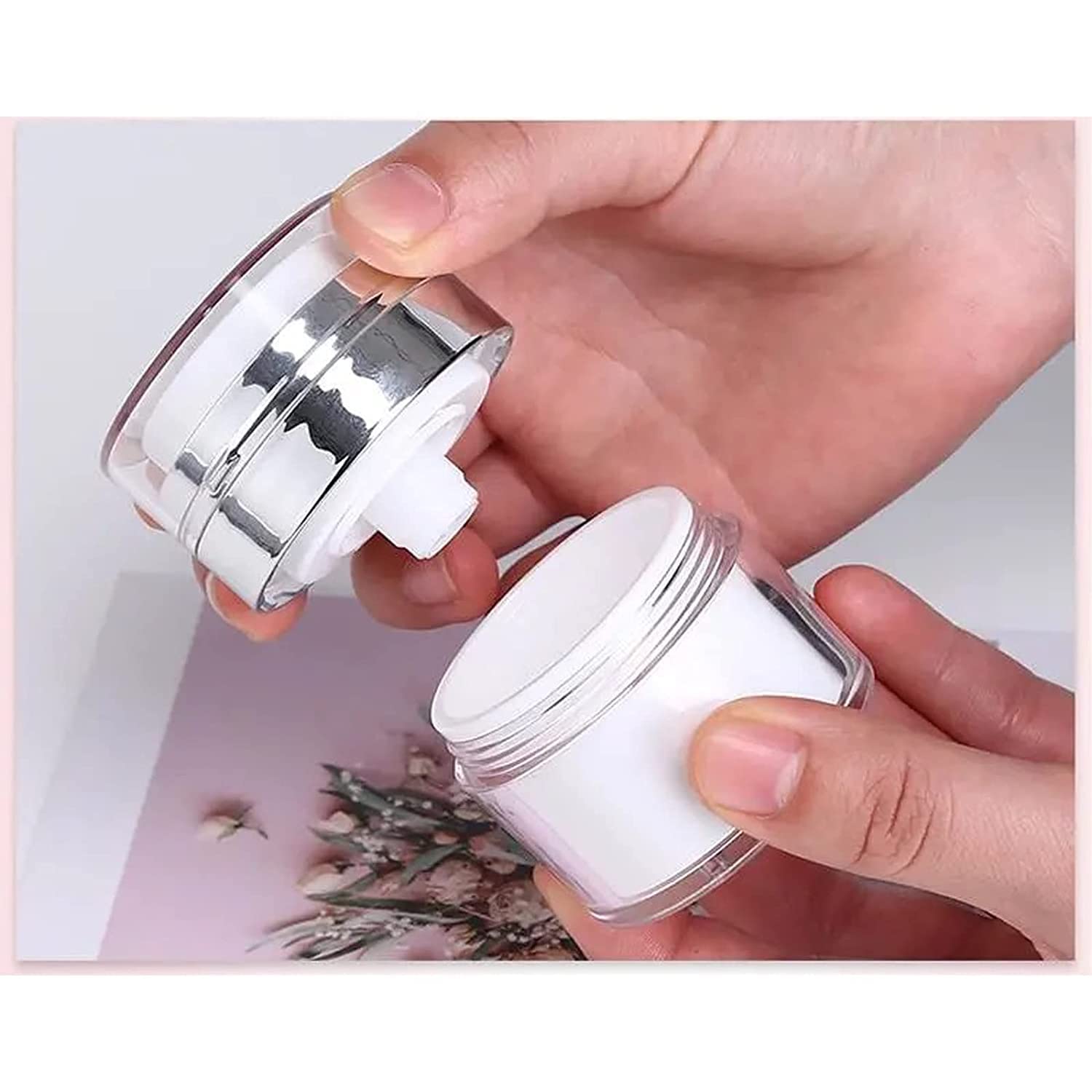 2pcs Cream Jar Vacuum Container Emulsion Cream Sample Air Pump Bottle Toiletry Cosmetic Portable Travel Size Container （15ml+30ml）