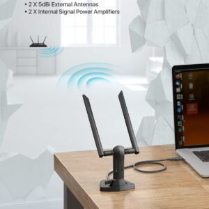 BrosTrend 650Mbps Linux WiFi Adapter for Ubuntu, Mint, Kali, Debian, Kubuntu and BrosTrend Linux WiFi Adapter Long Range 2X5dBi Antennas, USB3.0