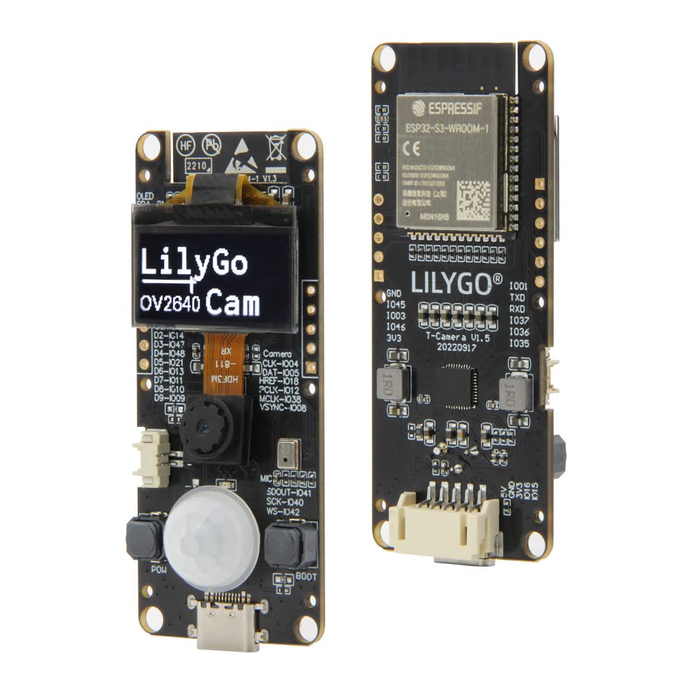 LILYGO T-Camera S3 ESP32-S3 ESP32-Cam 2 Million Pixels HD Camera TTGO Development Board ESP32-S3FN16R8 with 0.96" SSD1306 OLED Mic Pir PMU (T-Camera S3)