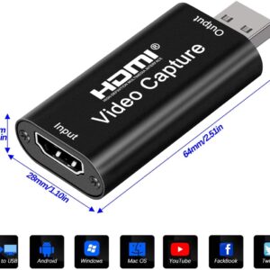 4K HDMI Video Capture Card, Cam Link Card Game Audio Capture Card Upgraded Capture Adapter HDMI to USB 2.0 Record Capture Device for Streaming, Live Broadcasting, Gaming, Teaching, Video Conference