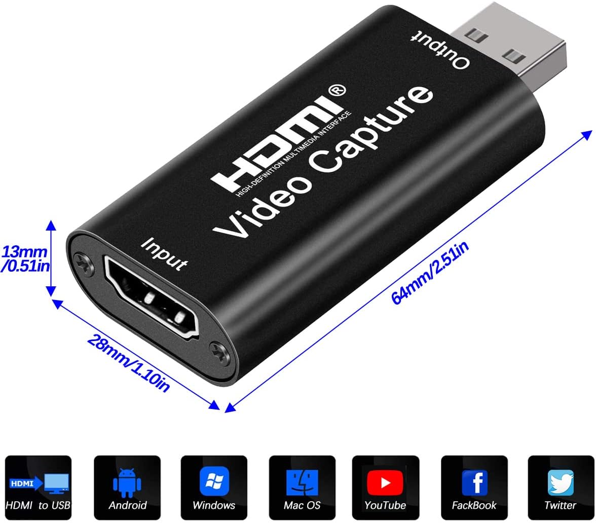 4K HDMI Video Capture Card, Cam Link Card Game Audio Capture Card Upgraded Capture Adapter HDMI to USB 2.0 Record Capture Device for Streaming, Live Broadcasting, Gaming, Teaching, Video Conference