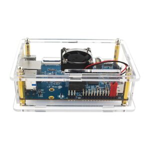 Clear Transparent Acrylic Enclosure Box Protective Shell Cover + Cooling Fan for Orange Pi 5