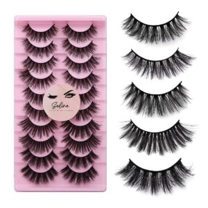 Selina Lashes Faux Mink Fluffy Wispy False Eyelashes 25mm 3D Dramatic Faux Mink Eyelashes D Curl Long Fake Lashes