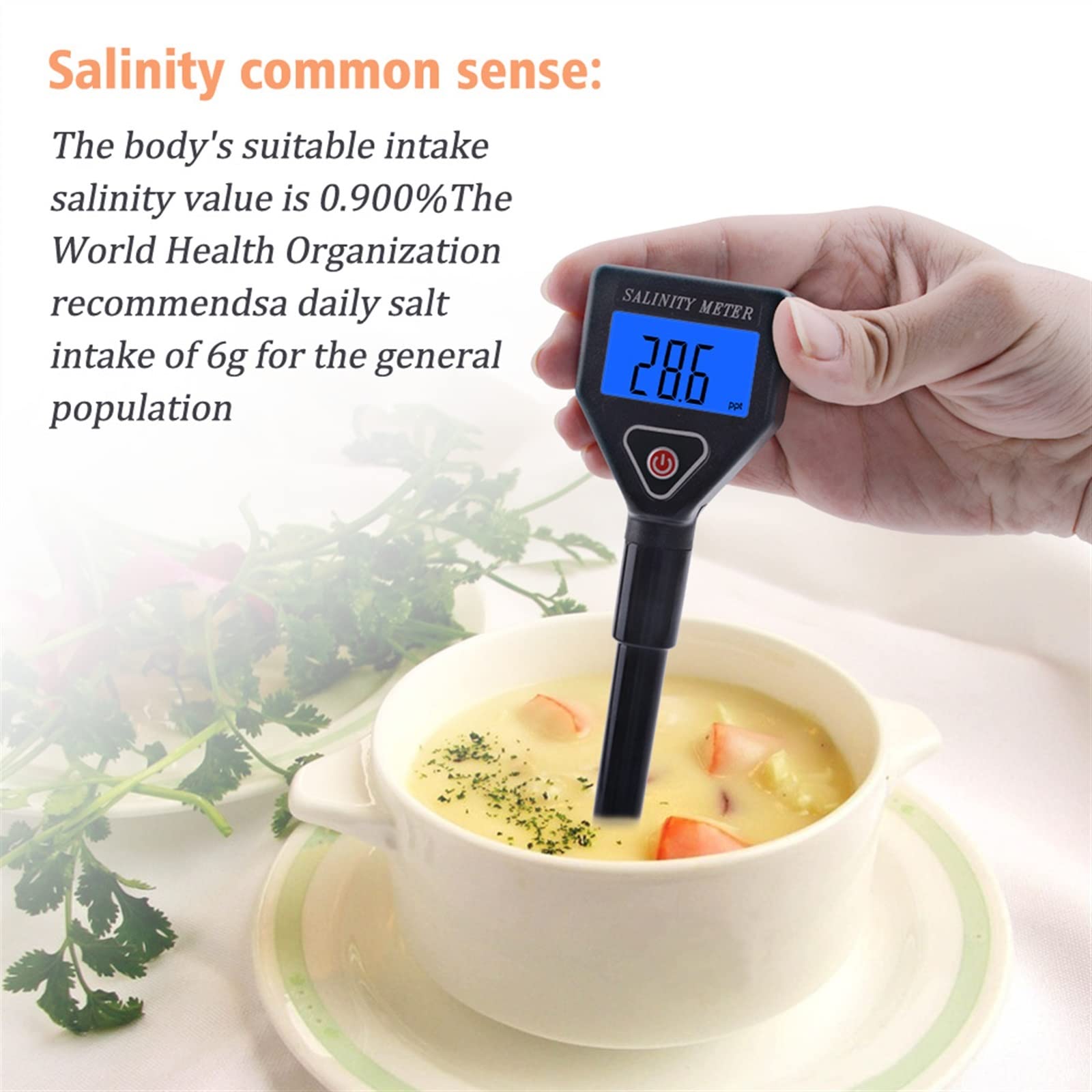 Digital Tester Portable Salinity Meter Salinometer Halometer Salt Gauge Salty Brine Seawater Food Salinity Tester Salt Concentration