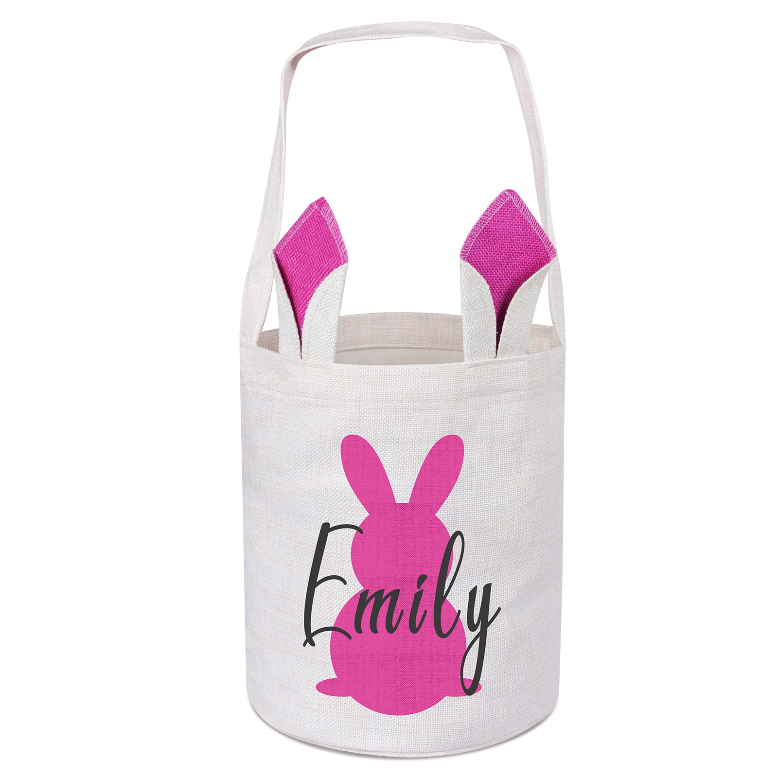 Personalized Easter Baskets for Kids, VAPCUFF Easter Basket Bags Easter Eggs Basket Easter Bunny Basket Easter Eggs Hunt Basket Personalized Easter Gifts for Girls Boys - Pink