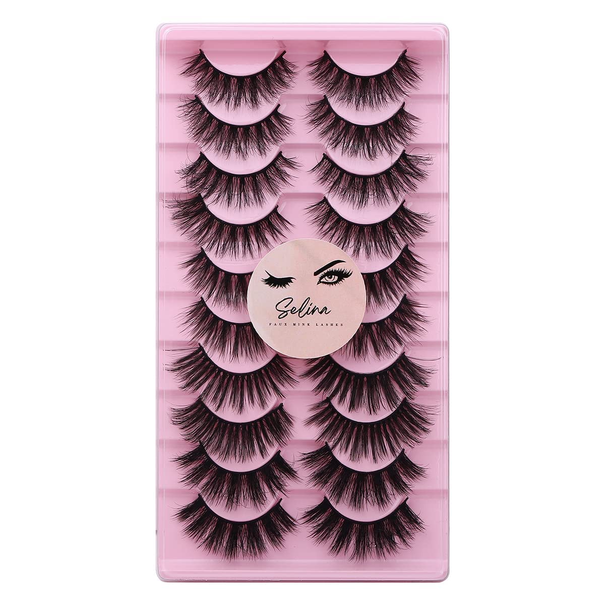 Selina Lashes Faux Mink Fluffy Wispy False Eyelashes 25mm 3D Dramatic Faux Mink Eyelashes D Curl Long Fake Lashes