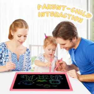 LCD Writing Tablet for Kids 15 Inch, Kids Drawing Tablet, Erasable Doodle Board, Gifts for Girls and Boys, Sensory Toys for Preschoolers, Educational Toys for Kids 3+ Years Old, Pink