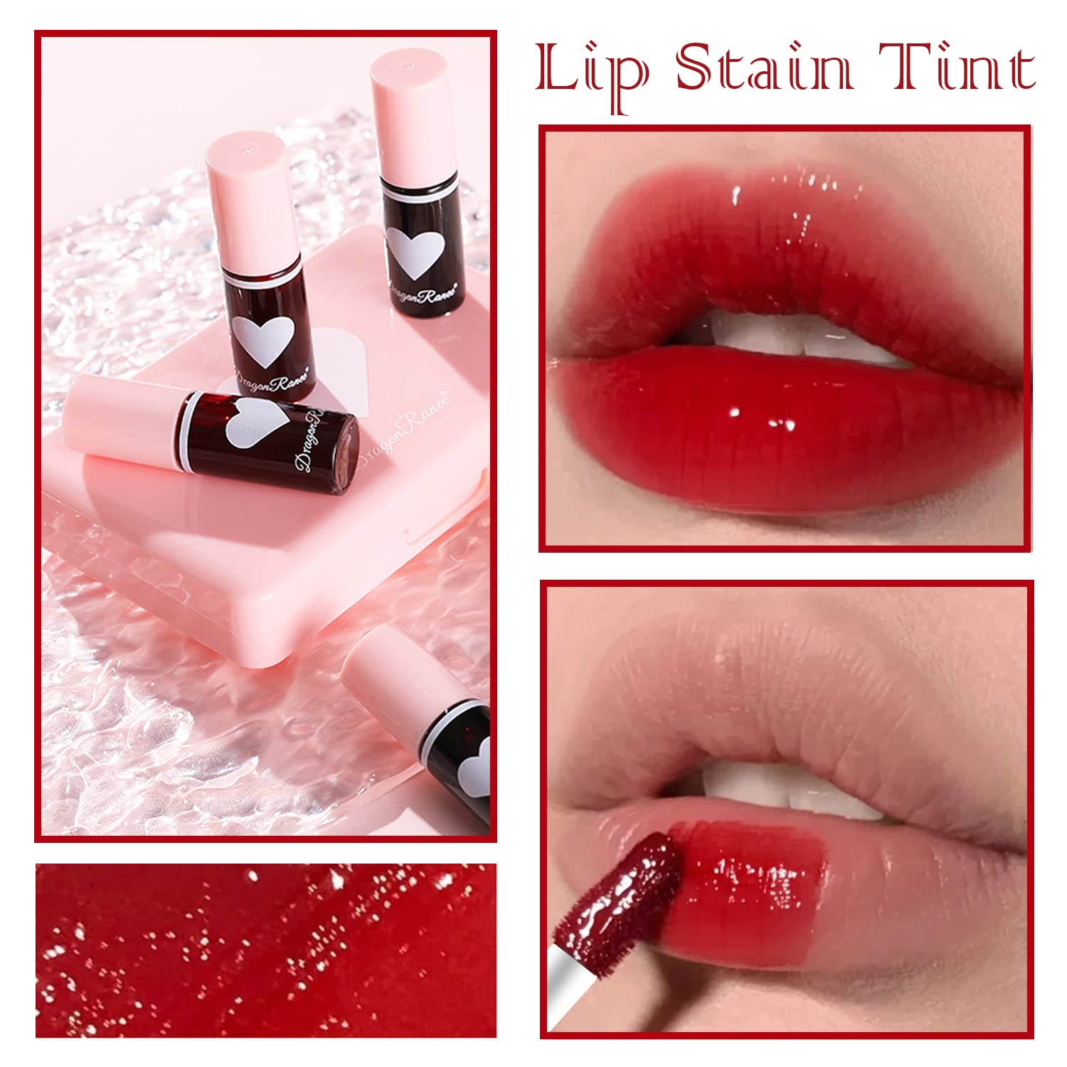 Sulily 6 Colors Lip Tint Stain Set,Plumping Mini Velvet Lip Tint,Hydrating Moisturizing Lip Cheeks and Eyes,Waterproof&Long Lasting,Natural Glossy Korean Lip Tint Stain Non-Sticky