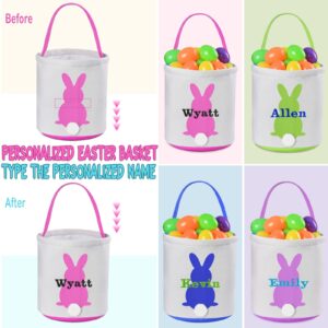 Personalized Easter Basket, VAPCUFF Easter Baskets for Boys Girls Easter Bunny Basket Easter Eggs Hunt Basket Easter Gifts Easter Bunny Basket Gifts for Kids - Blue