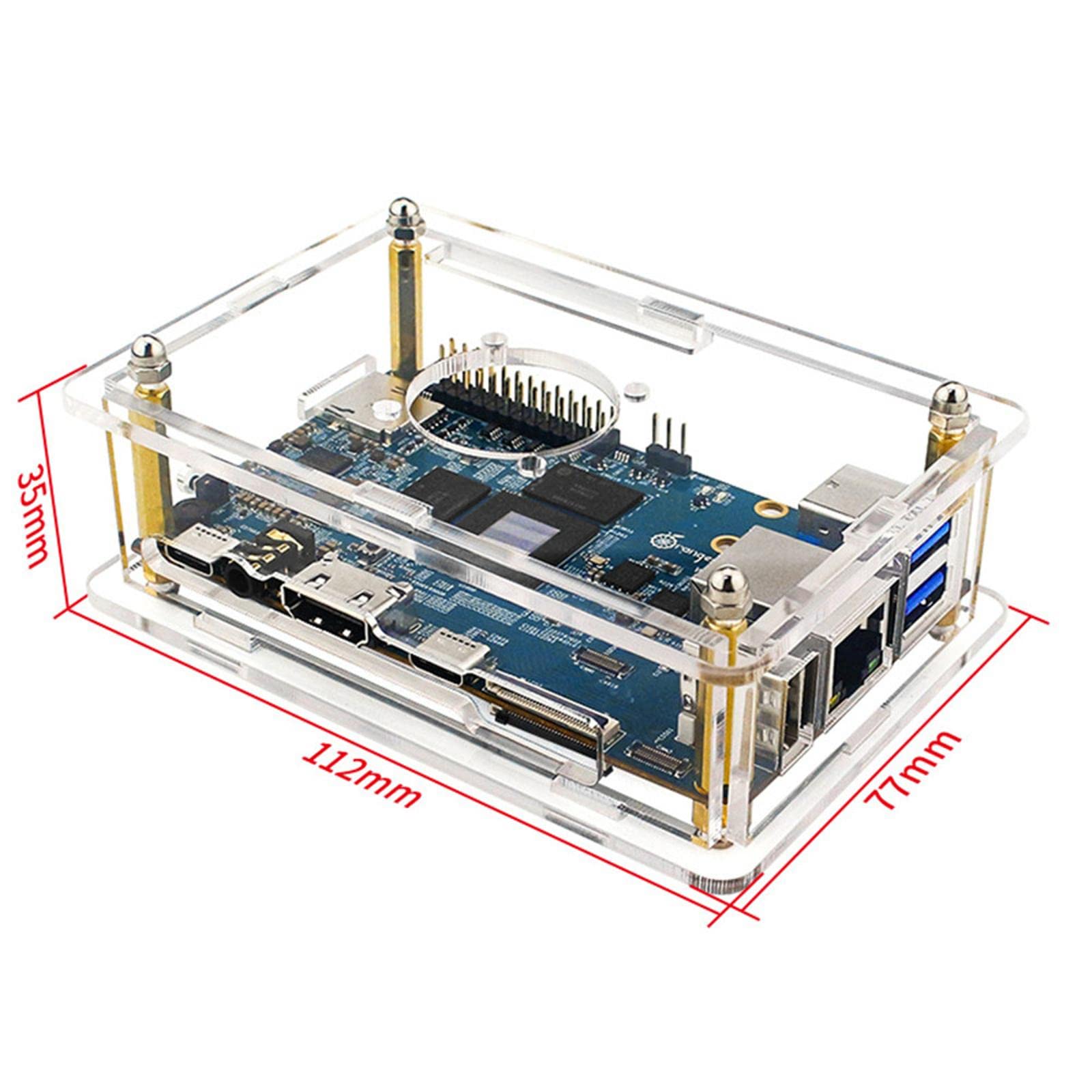 Clear Transparent Acrylic Enclosure Box Protective Shell Cover + Cooling Fan for Orange Pi 5