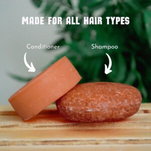 Argan Oil Shampoo And Conditioner Bar Set, with One Extra Conditioner Bar - 100% Vegan And Plastic Free Shampoo And Conditioner - Handmade in The USA. 2x Conditioner and 1x Shampoo