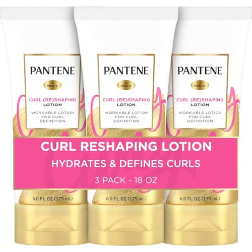 Pantene Pro-V Curl Cream Hair Lotion, Moisturizing Curl Defining Cream, Anti Frizz for Wavy or Curly Hair, with Vitamin B5, Pack of 3, 18 oz Total