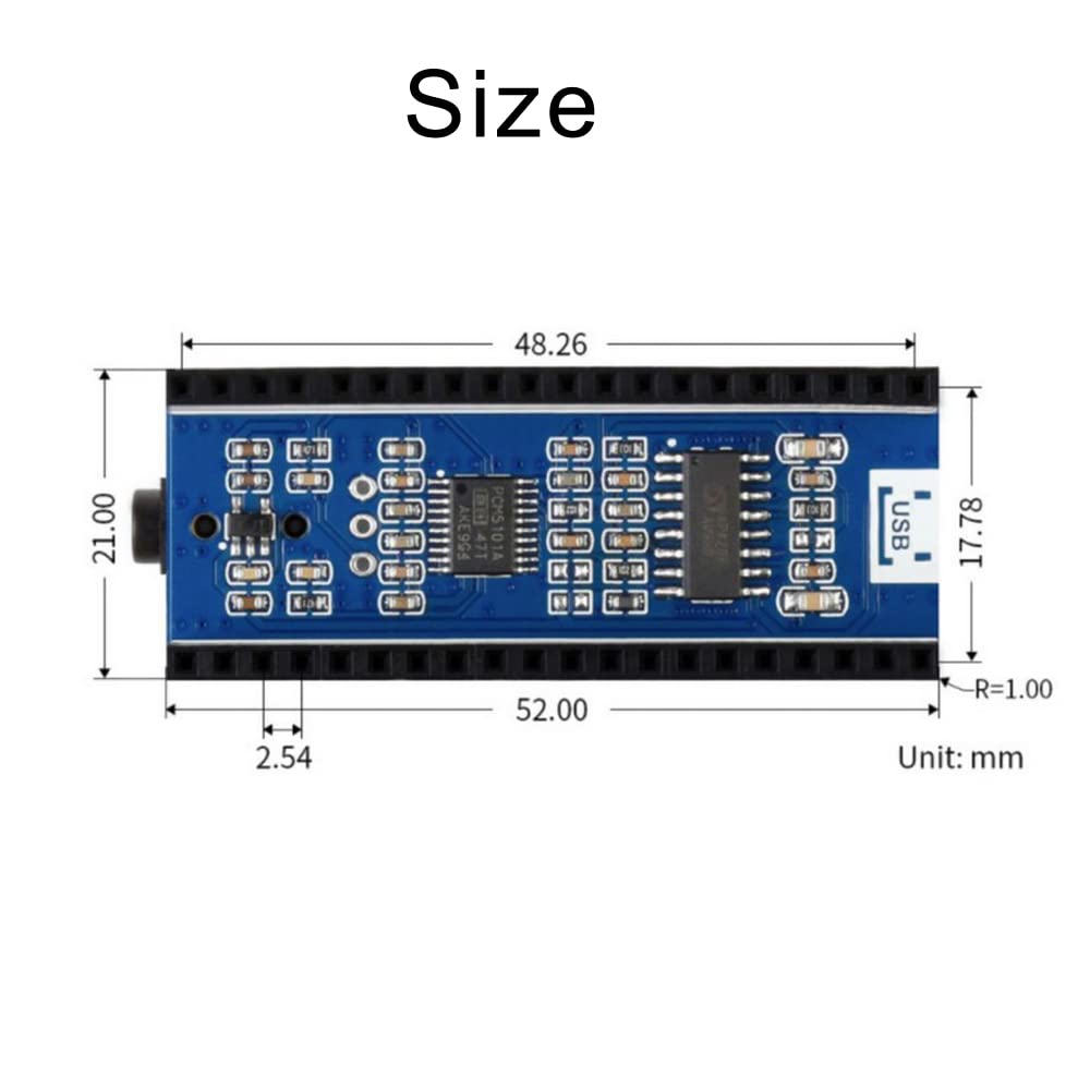 Treedix Audio Expansion Board Compatible with Raspberry PI Pico Stereo Decoder with Horn External Headphone Jack Output