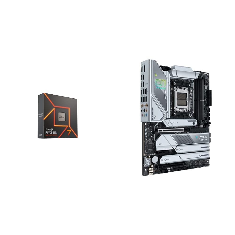 AMD Ryzen™ 7 7700X 8-Core, 16-Thread Unlocked Desktop Processor & ASUS Prime X670E-PRO WiFi Socket AM5 (LGA 1718) Ryzen 7000 ATX Motherboard