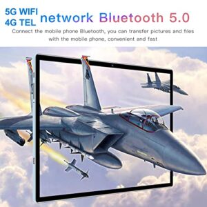 HD Tablet, 5G WiFi 4G Network Calls 100‑240V 8 Core CPU Gaming Tablet IPS Screen Dual Speakers for Student (Blue)