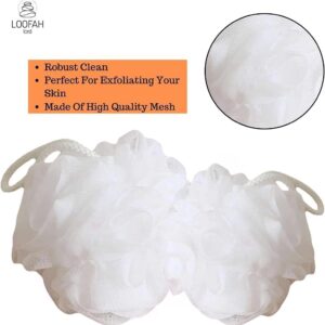 Loofah Lord 48 White Bath or Shower Sponge Loofahs Pouf Mesh Wholesale Bulk Lot