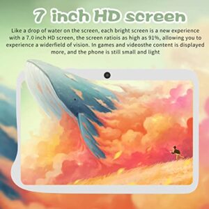 7in Kids Tablet, IPS HD Display Large Storage Capacity Kids Tablet 4G 128G for Reading (White)