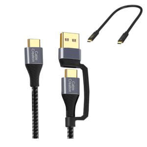 cablecreation 2 in 1 usb c cable bundle with usb c cable 10gbps 1ft