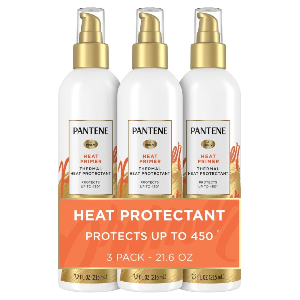 Pantene Pro-V Heat Protectant Spray, Thermal Heat Primer for Hair, Pack of 3, 21.6 oz total