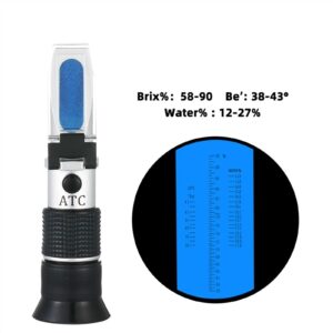 Digital Tester Refractometer Honey Refraction Tools 58~90% Brix 38~43 Be Baume Honey Wine Water Contents (12-27%) Refractometer