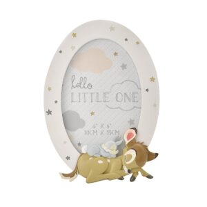 Happy Homewares Magical Beginnings Resin Bambi & Thumper Photo Frame 4" x 6" - Adorable Baby Gift Photo Frame - Officially Licensed