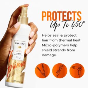 Pantene Pro-V Heat Protectant Spray, Thermal Heat Primer for Hair, Pack of 3, 21.6 oz total