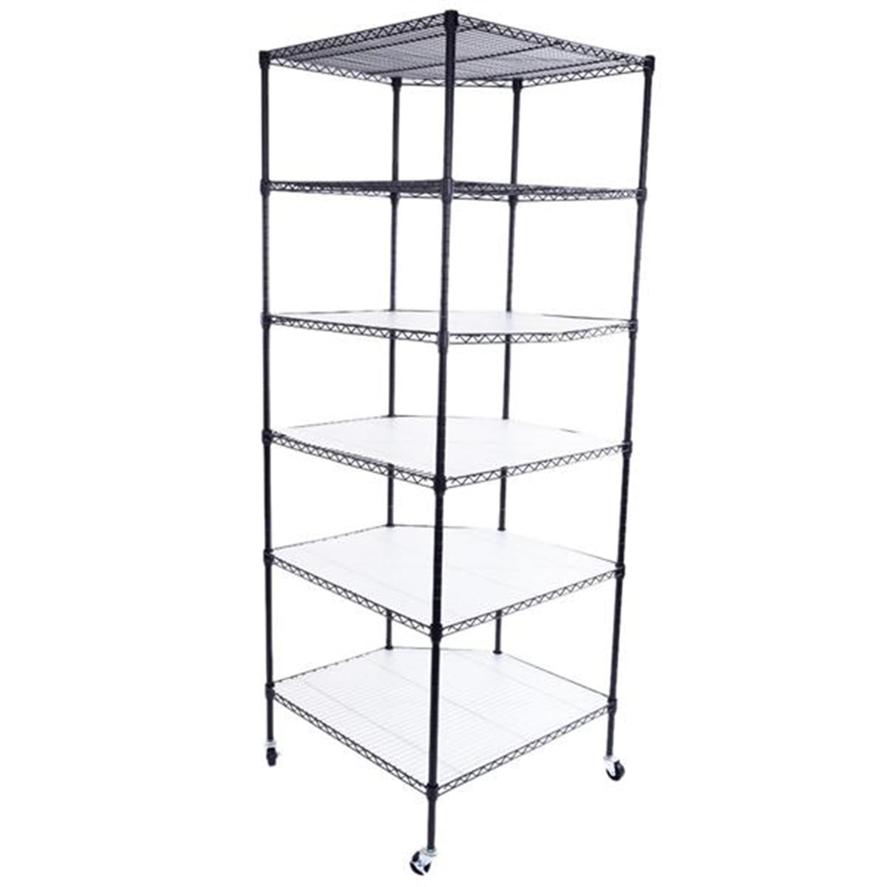 drsapfa Garage Shelving, Shelving Unit, Storage Shelf, Changeable Assembly Floor Standing Carbon Steel Storage Rack, Heavy Duty Steel 6-Tier Corner Restaurant Shelf Commercial Food Storage (Black)