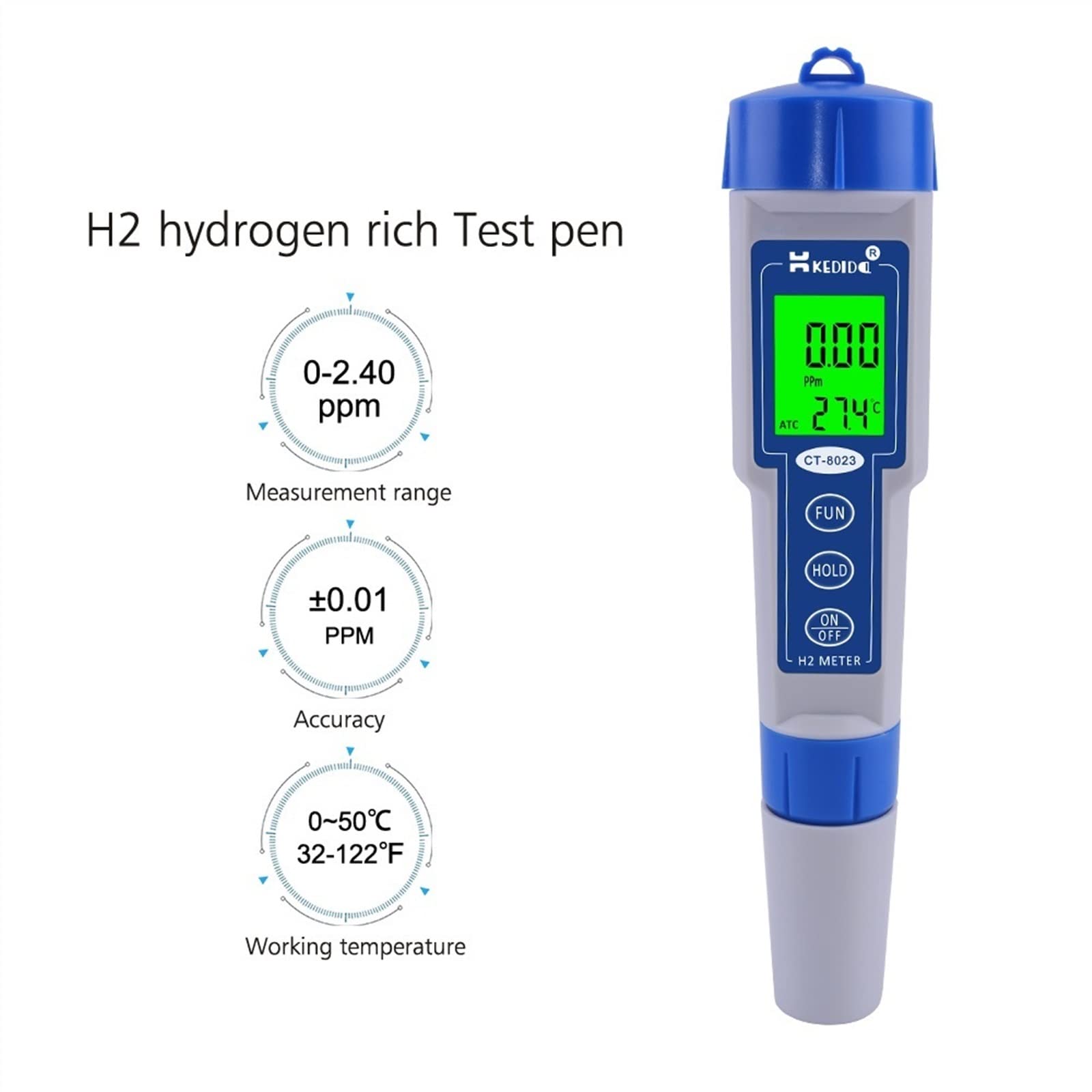 Digital Tester Hydrogen-Rich Water Quality Testing Pen H2 Hydrogen Meter 0-2400ppb /0-2.40ppm Hydrogen Generators