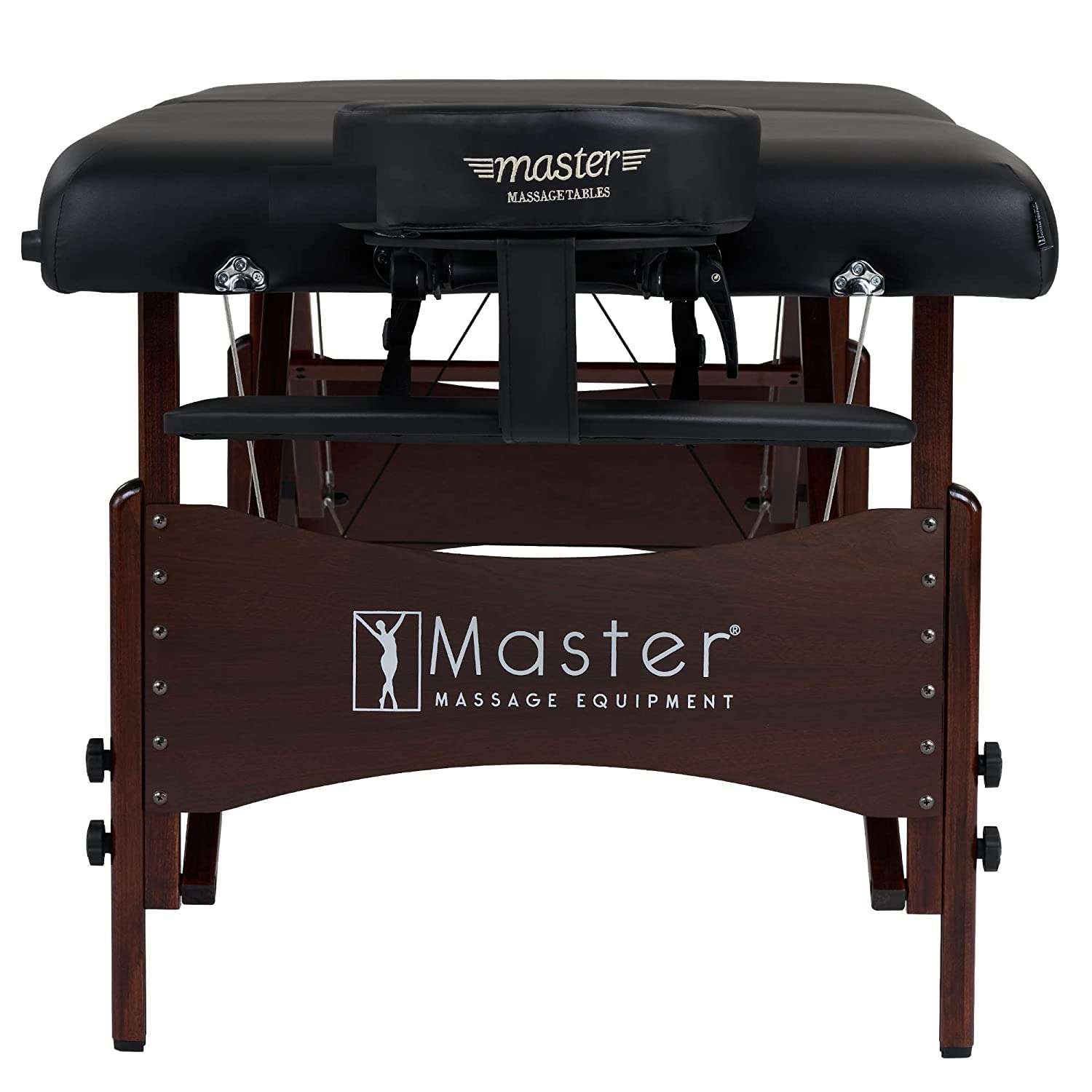 Master Massage Roma II Portable Massage Table Bed Package with 2.5" Cushion, Half Round Bolster, Disposable Face Cover, Black, 30" Salon Beauty Tattoo Lash Facial Bed(Roma II with Ambient Light)