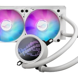 ASUS ROG RYUO III 240 ARGB White Edition All-in-one AIO Liquid CPU Cooler 240mm Radiator, Asetek 8th gen Pump Solution, Anime Matrix™ LED Display and ROG AF 12S ARGB Fan.