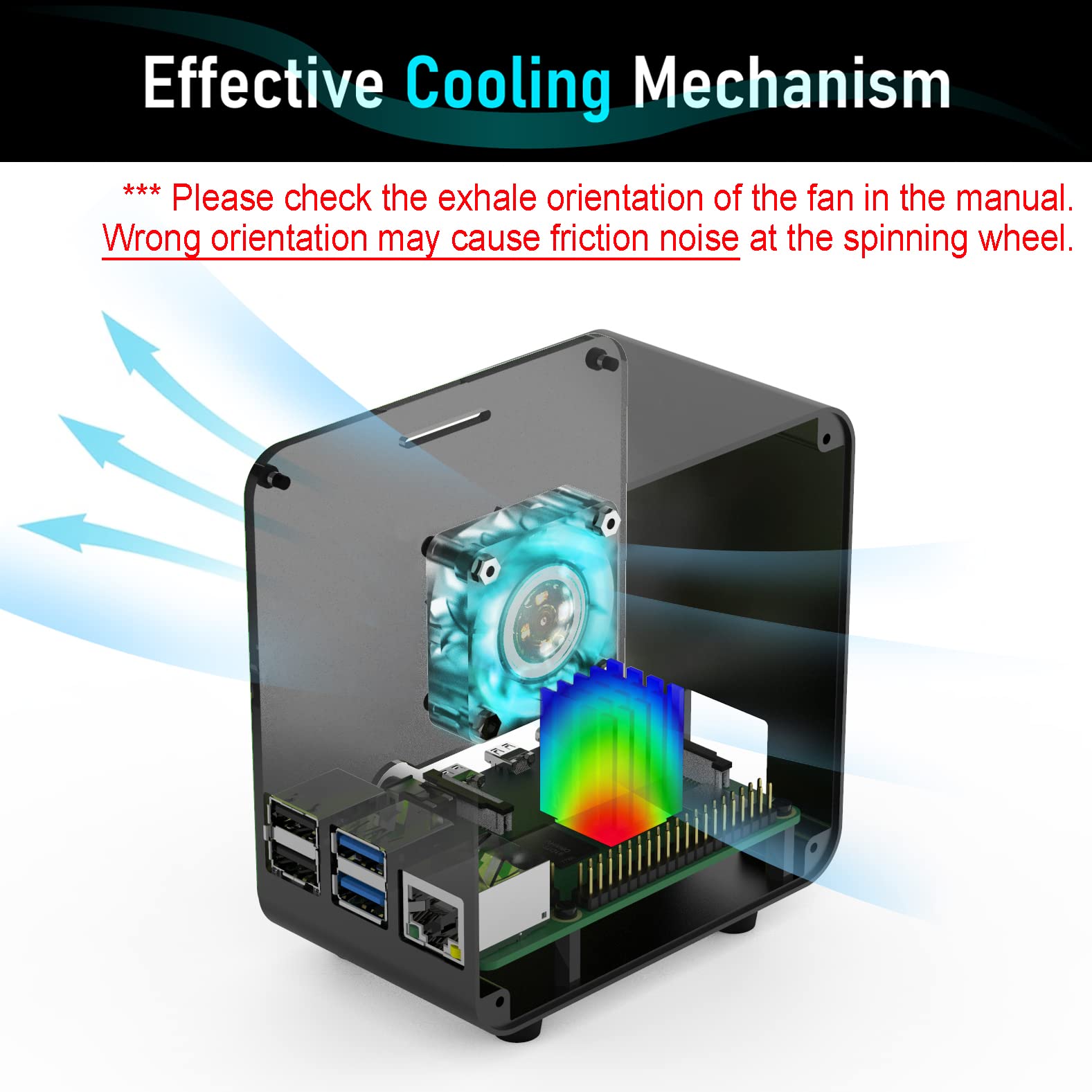 ElectroCookie Raspberry Pi 4 SATA SSD Support Case, Aluminum Mini Tower Case with Cooling Fan and Color Changing Ambient Light (Silver & Black)