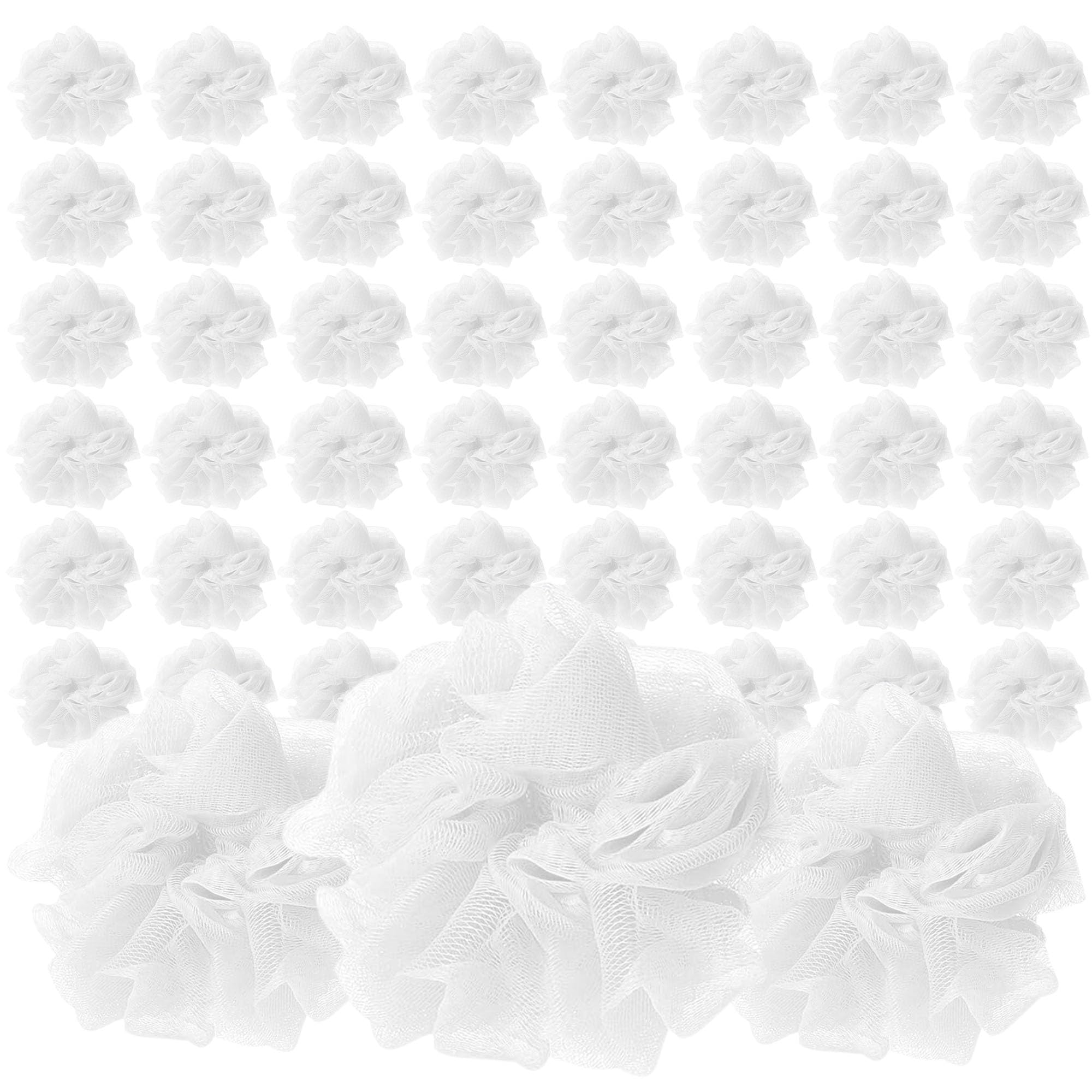 Loofah Lord 48 White Bath or Shower Sponge Loofahs Pouf Mesh Wholesale Bulk Lot