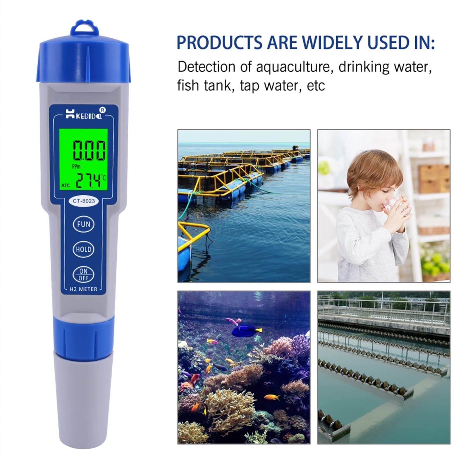 Digital Tester Hydrogen-Rich Water Quality Testing Pen H2 Hydrogen Meter 0-2400ppb /0-2.40ppm Hydrogen Generators