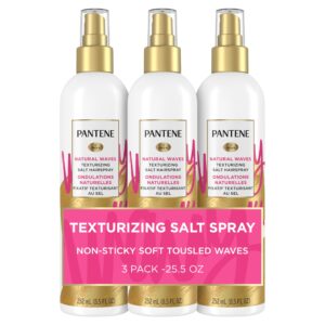 pantene pro-v salt texturizing hairspray, no sea needed, natural waves, pack of 3, 25.5 oz total