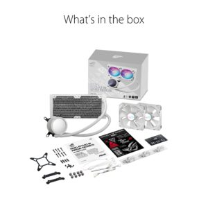 ASUS ROG RYUO III 240 ARGB White Edition All-in-one AIO Liquid CPU Cooler 240mm Radiator, Asetek 8th gen Pump Solution, Anime Matrix™ LED Display and ROG AF 12S ARGB Fan.