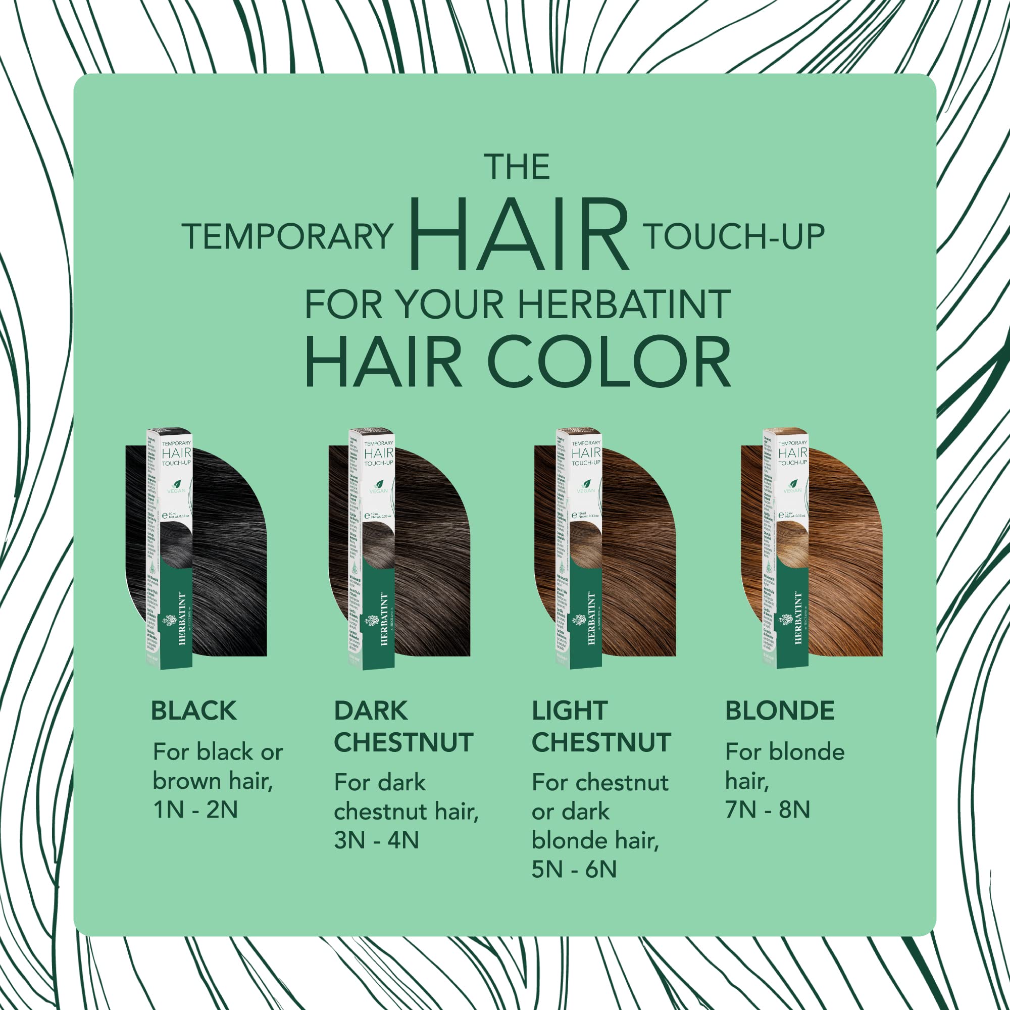 Herbatint Temporary Hair Touch-Up - Instantly Mask Grey Roots Between Coloring with Easy To Apply Precision Brush Kit - Natural-Looking Concealer For Light Chestnut Hair - Vegan - .33 oz