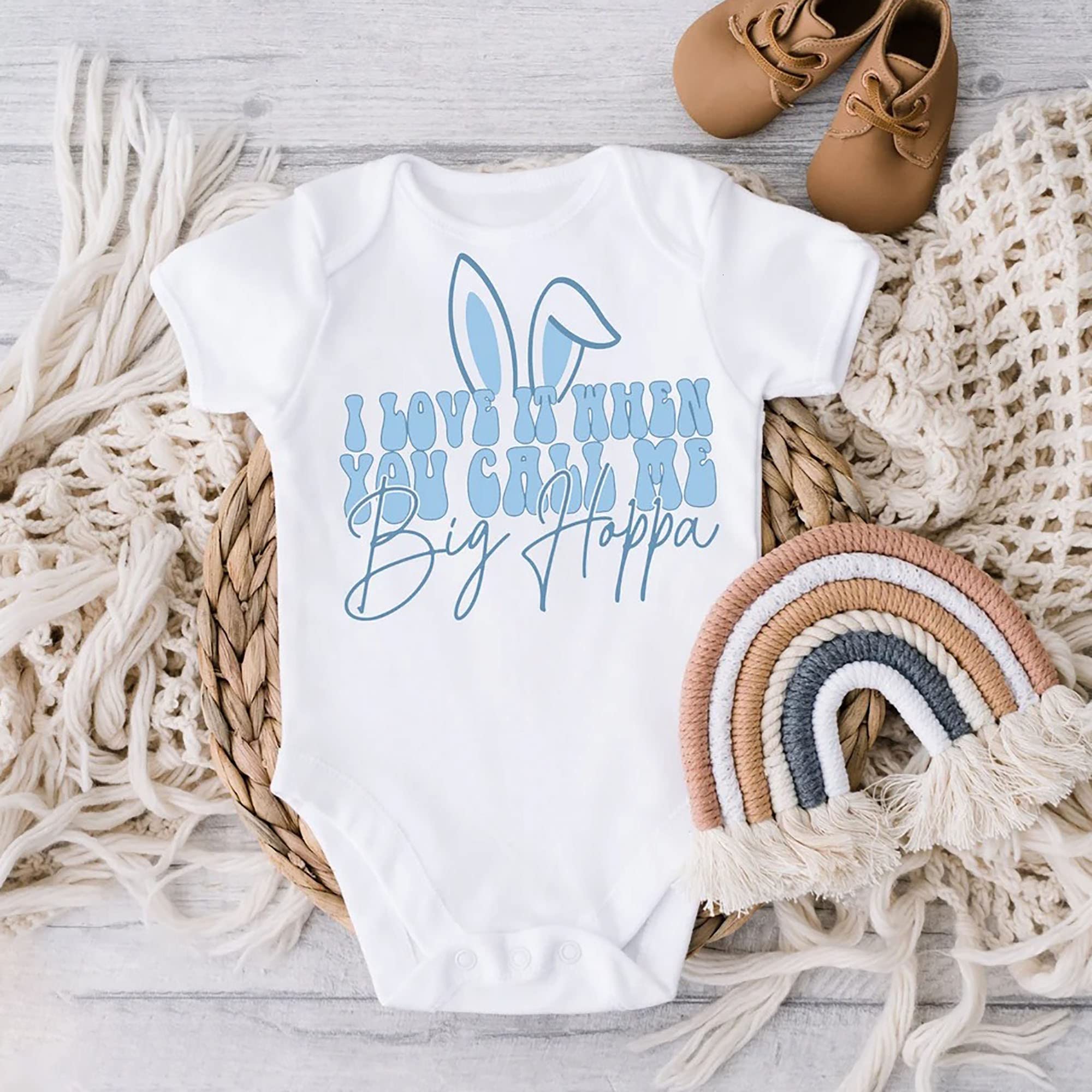 I Love It When You Call Me Big Hoppa Onesie, Funny Easter Baby Onesie, Easter Bunny Ear Baby Onesie