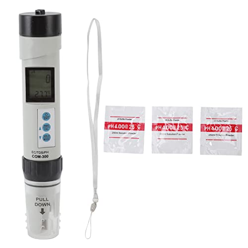 Fdit 4 in 1 Water Quality Test Pen,High Accuracy PH TDS EC Temperature Water Tester and ATC Calibration Test Powder