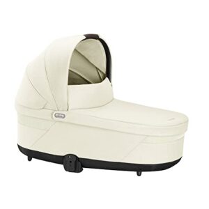 cybex balios cot s lux baby bassinet - integrated easy-carry handle, sun canopy & spacious, cozy interior, compatible with cybex balios s lux stroller, seashell beige