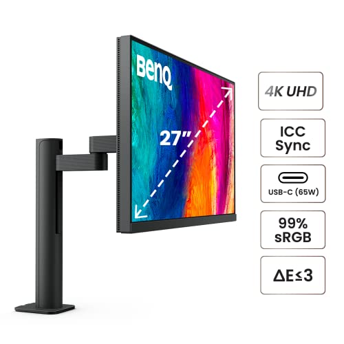 BenQ PD2705UA Ergo Arm Mac-Ready 27" 4K UHD | 99% Rec. 709 & sRGB | IPS | DeltaE ≤3 | ICC Sync | Calibration Report | AQCOLOR | Uniformity | HotKey Puck | DisplayPort | USB-C (65W) | USB Hub