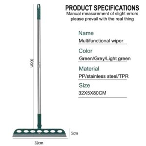 Squeeze Silicone Broom Sweeping, Magic Broom Sweeping Brush Multifunction Magic Broom Sweeper, Detachable Floor Squeegee Glass Wiper for Bathroom Window Bathroom Kitchen Tile Cleaning (Dark Green)