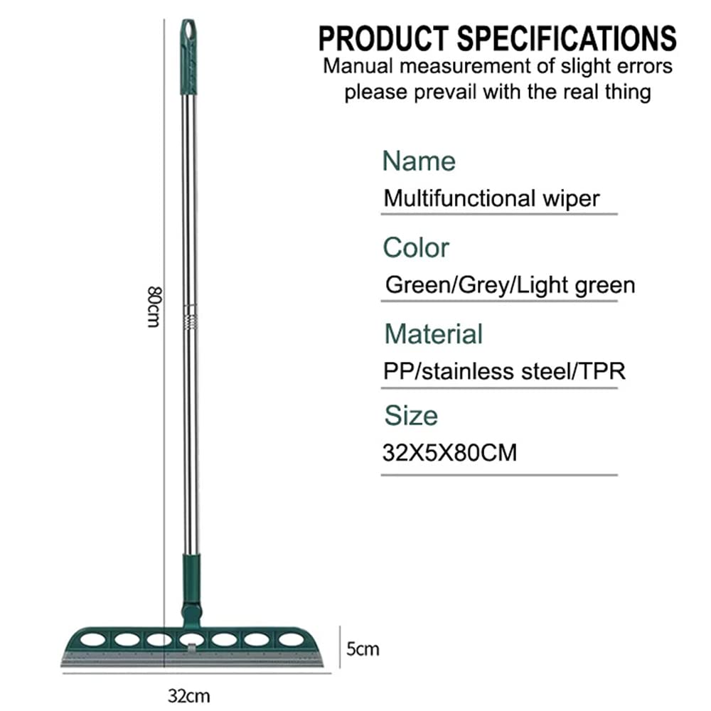 Squeeze Silicone Broom Sweeping, Magic Broom Sweeping Brush Multifunction Magic Broom Sweeper, Detachable Floor Squeegee Glass Wiper for Bathroom Window Bathroom Kitchen Tile Cleaning (Dark Green)