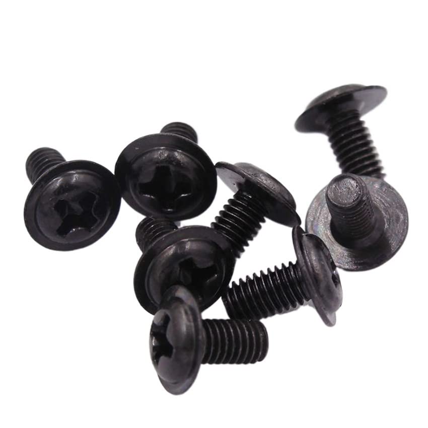 50/100Pcs Black Cross Phillips Pan Head with Washer Screw M2 M2.5 M3 M4 M5 for PC Case Motherboard Mount DIY Computer Screws (Color : 100pcs, Size : M3x6mm)