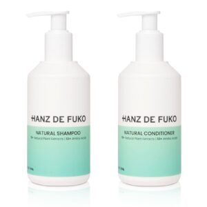 hanz de fuko premium natural shampoo & conditioner hair care kit – high performance hair cleansers, fights dandruff & scalp irritation – sulfate and paraben free, 16+ natural plant extracts, 8 oz.